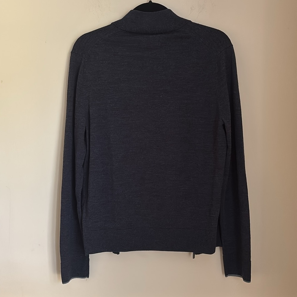 UNTUCKit 100% Merino Wool Austin Full-Zip Charcoal Dark Gray Sweater Size Small - Picture 9 of 11